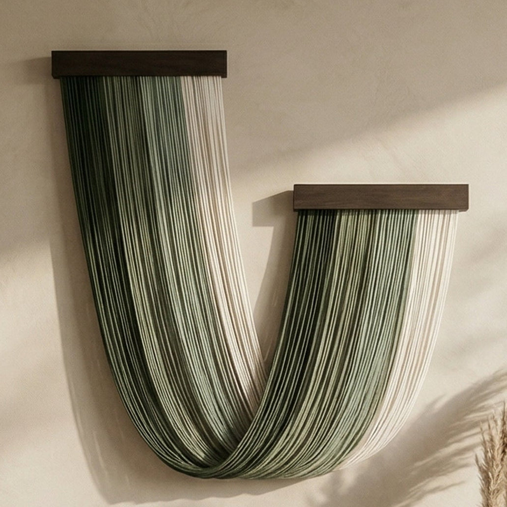 The Milky Way Wall Hanging - U-Shaped Macrame Wall Hanging in Earthy Green W59