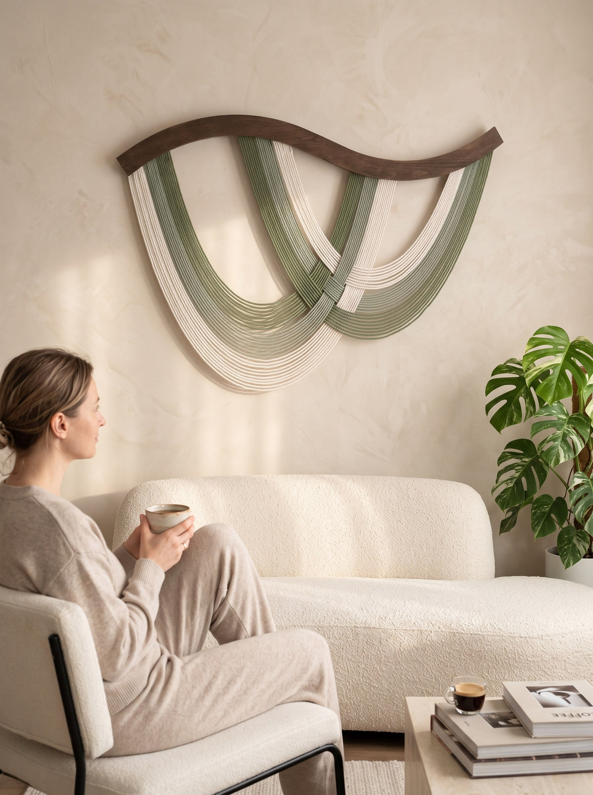 The Flow Wall Hanging for Home Decor and Abstract Neutral Art Accent V93