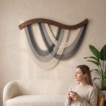 The Flow Wall Hanging for Home Decor and Abstract Neutral Art Accent V93