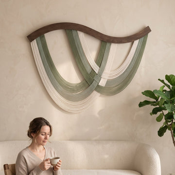The Flow Wall Hanging – Cotton Macrame Wave Art for Boho Decor V93