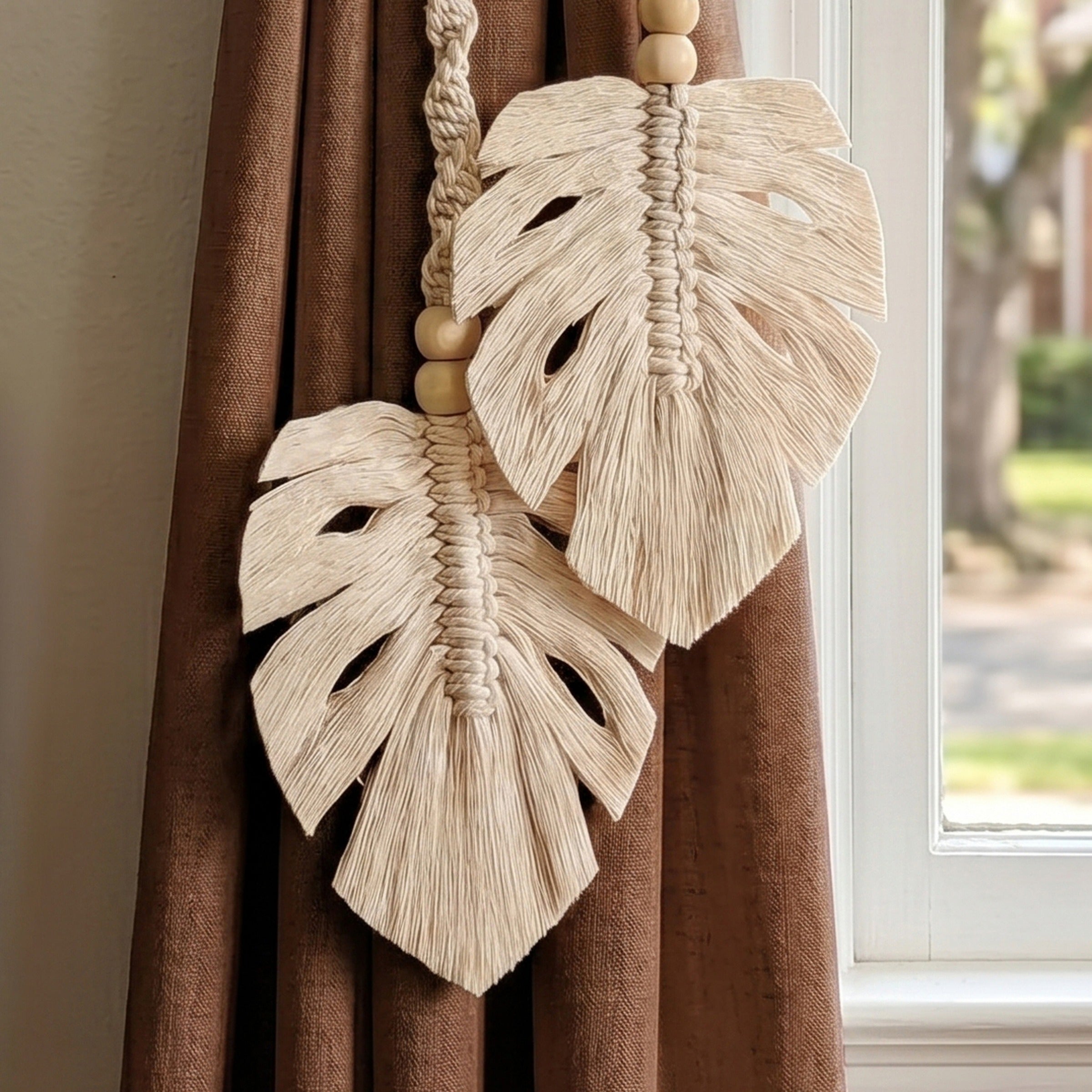 Macrame Curtain Tieback Handmade Rustic Curtain Decor C07