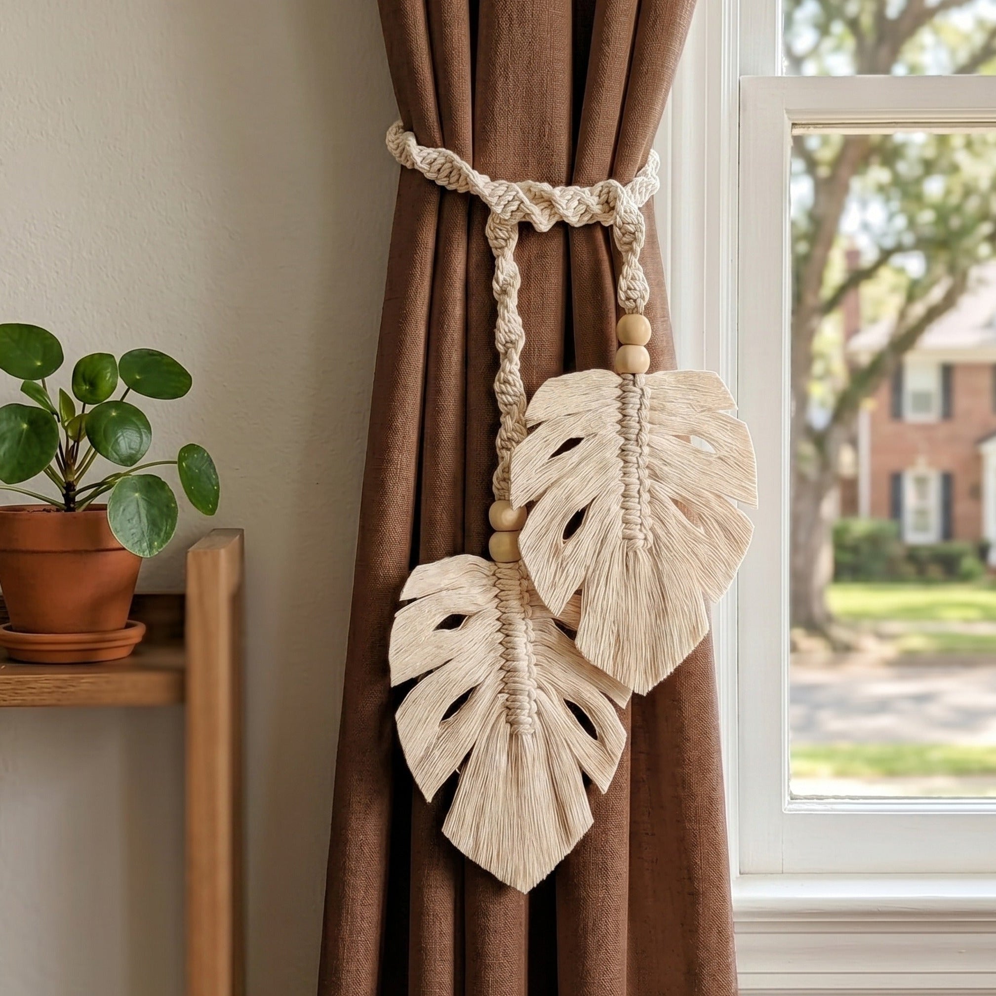 Macrame Curtain Tieback Handmade Rustic Curtain Decor C07