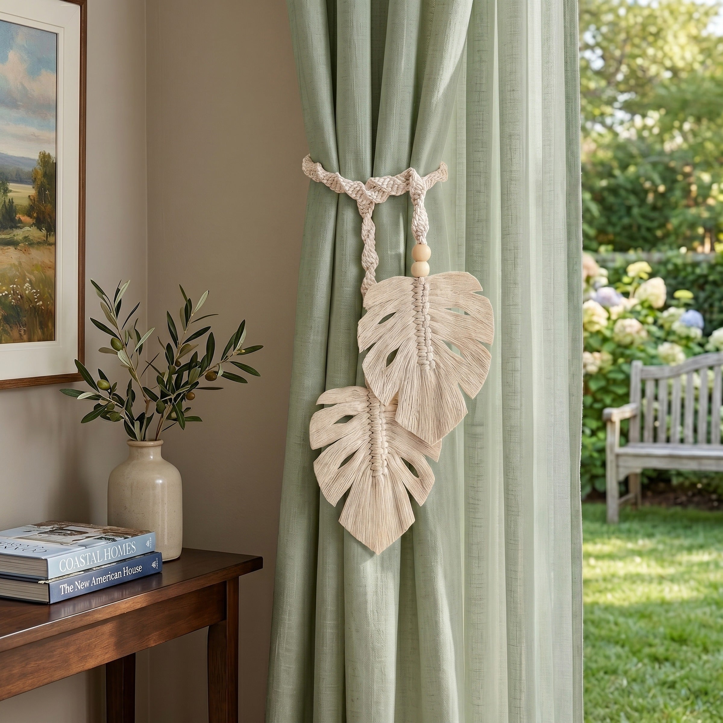 Macrame Curtain Tieback Handmade Rustic Curtain Decor C07