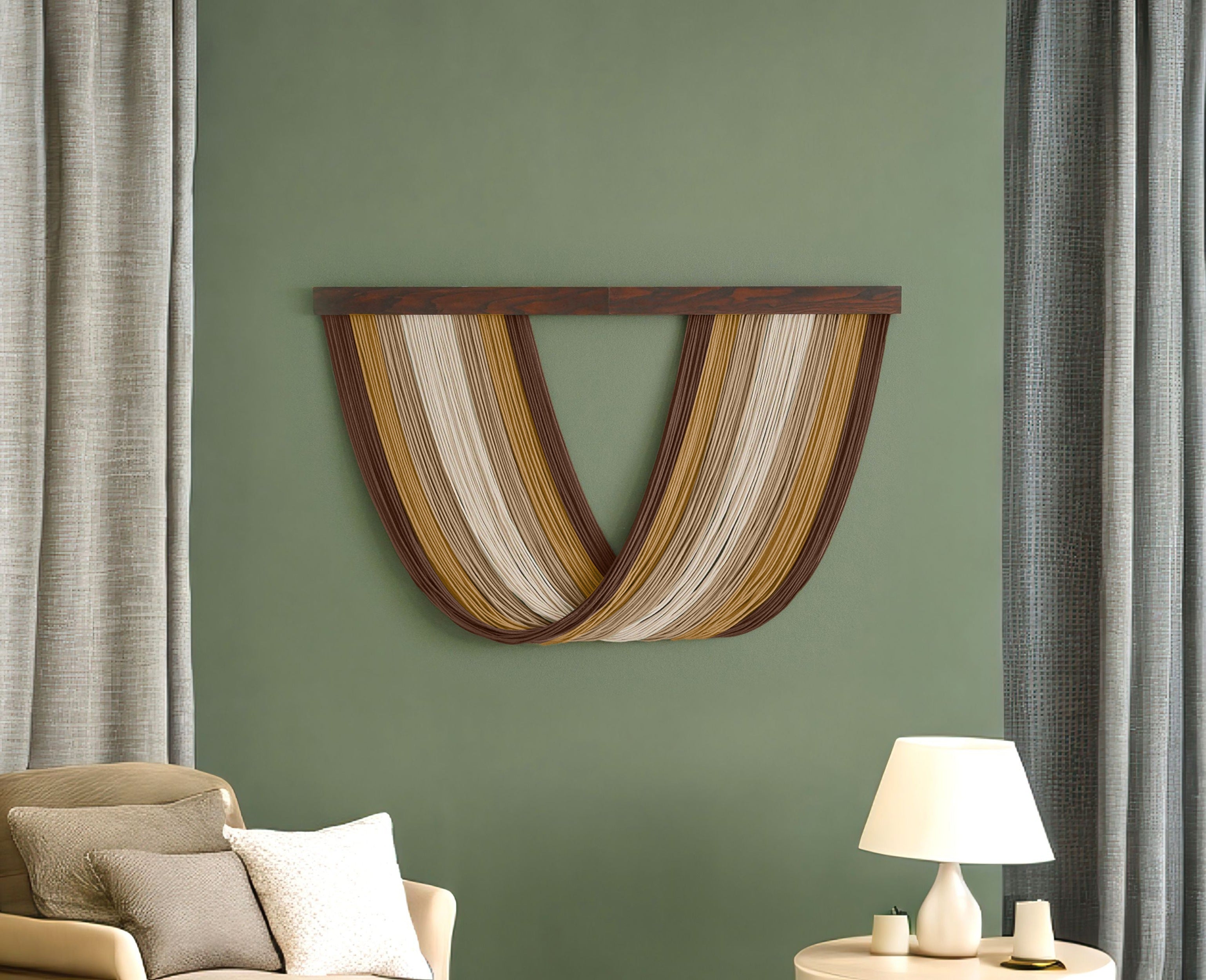 Zen Lines Macrame Wall Hanging - Earthy Boho Decor V34