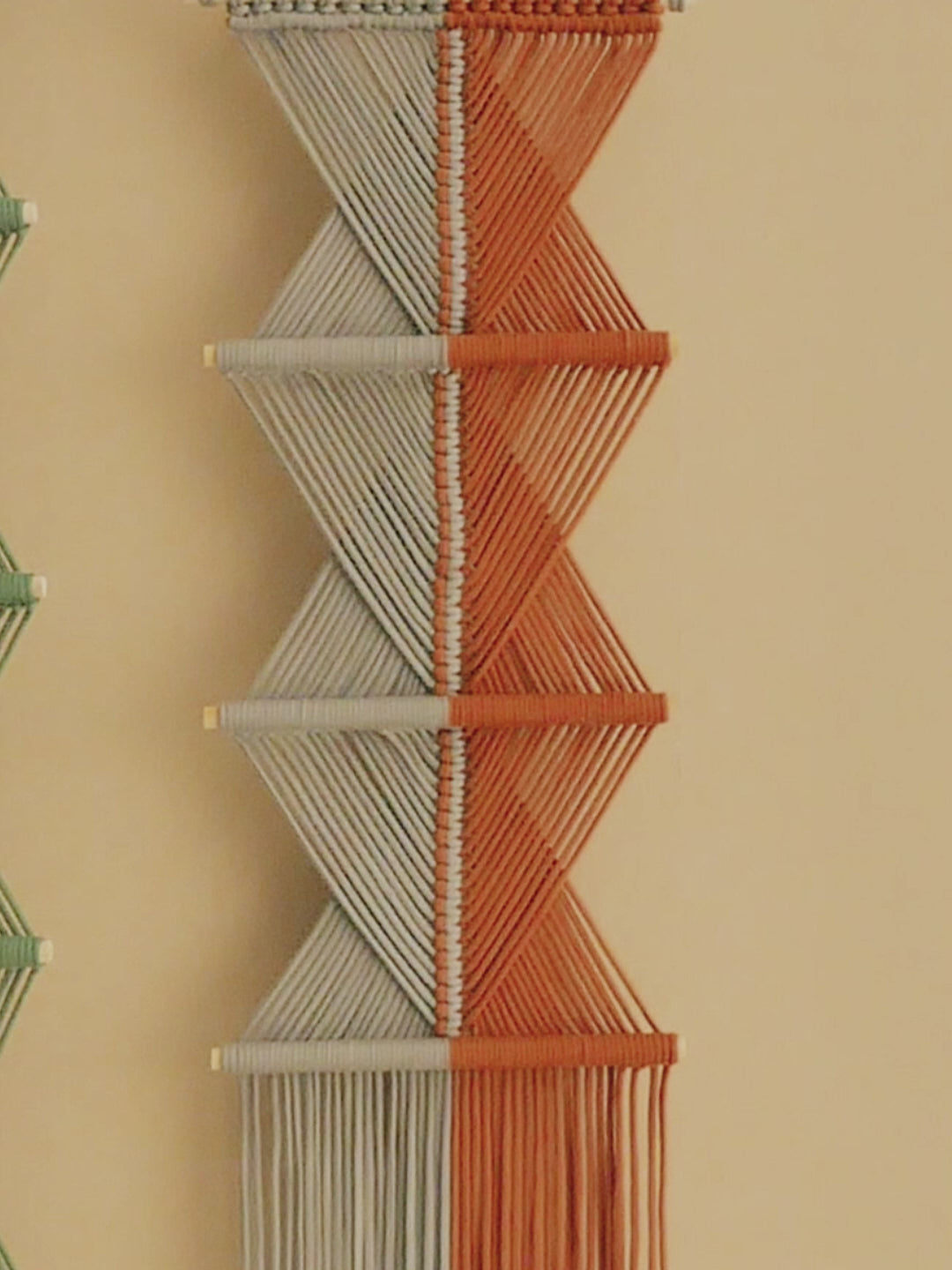 Fiber Wall Hanging - Geometric Macrame Cotton Wall Art Decor V77