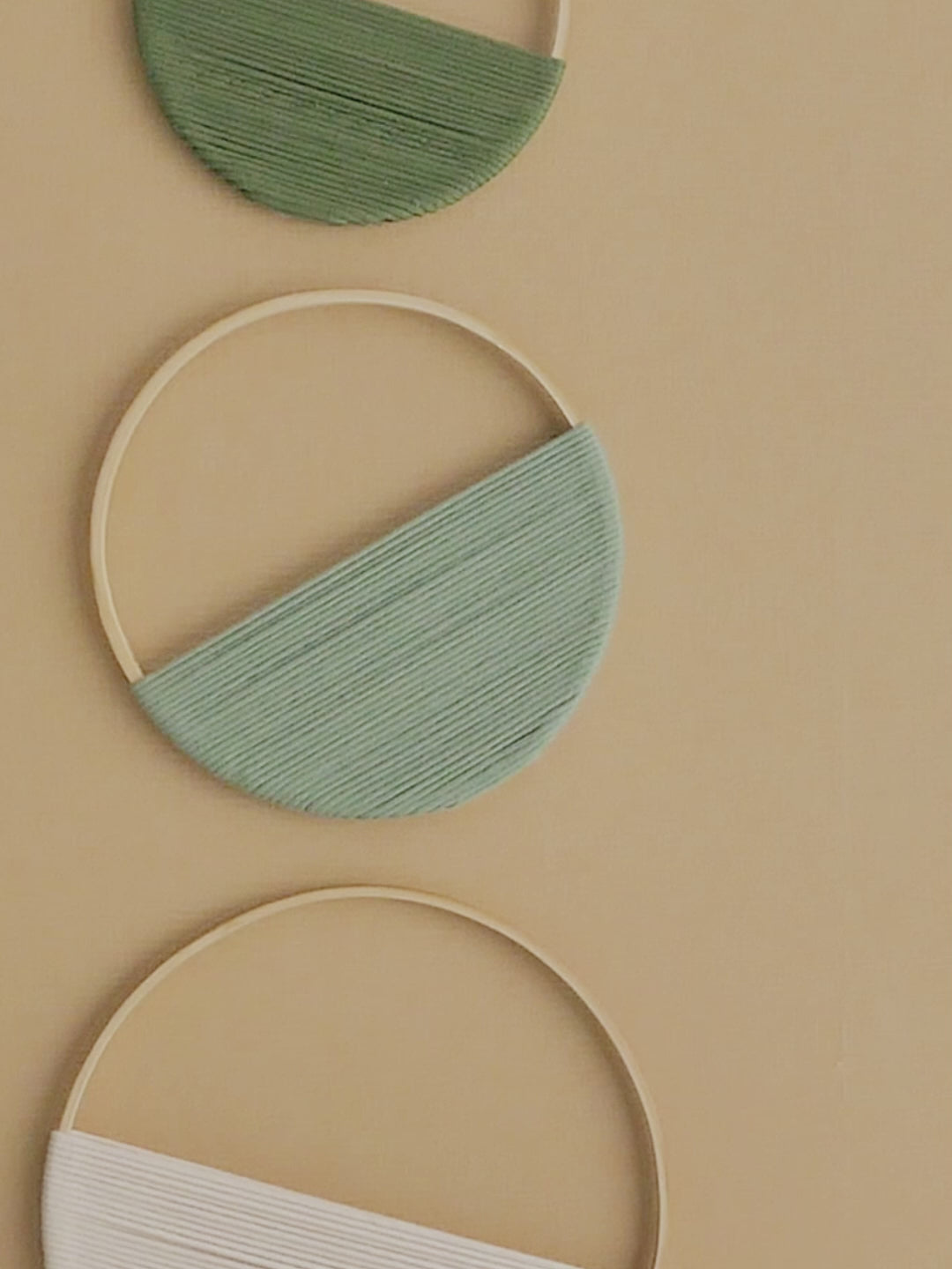 Set Macrame Circle Wall Decor - Boho Minimalist Wrapped Ring Art W23