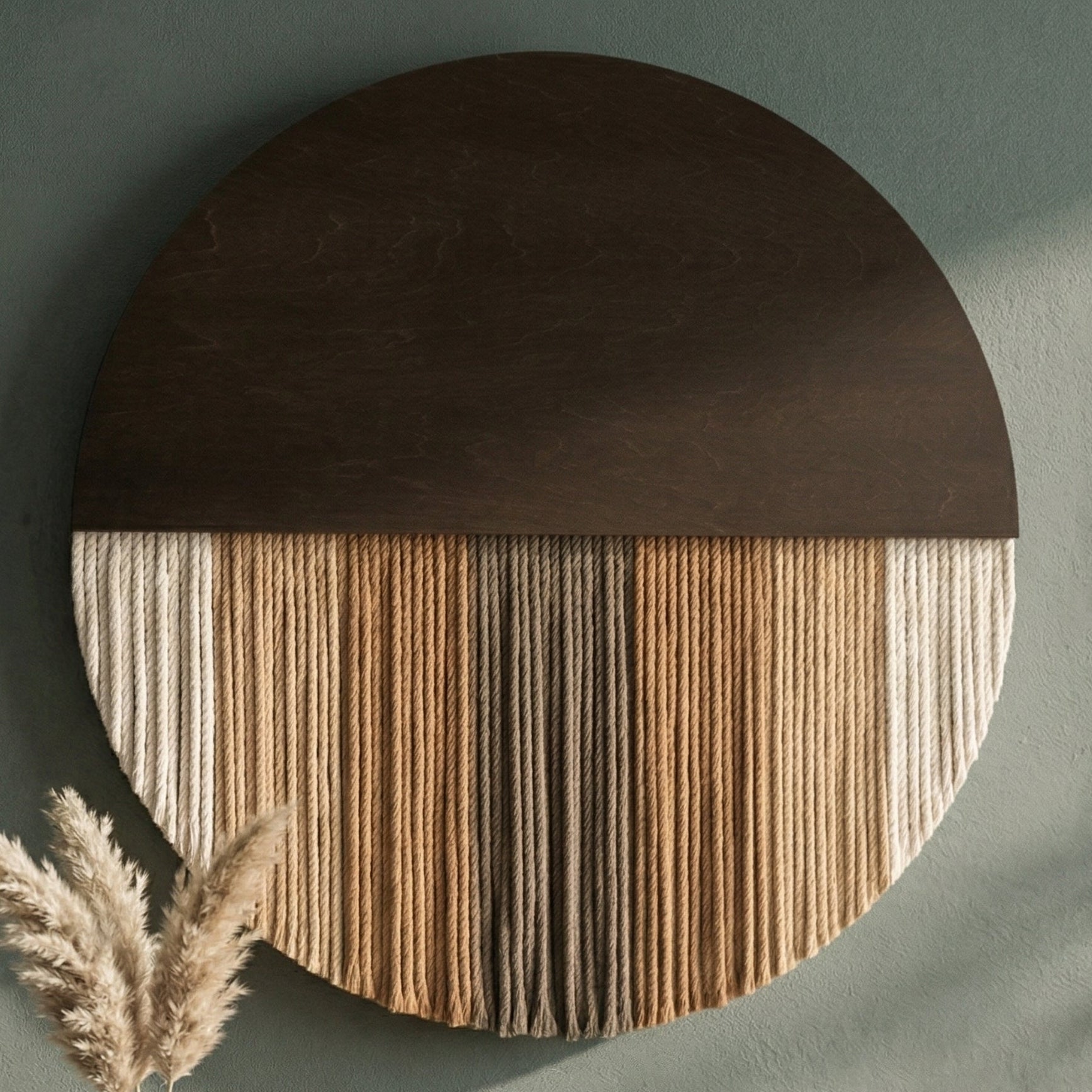 Lunar Memory Wall Hanging – Round Boho Macrame Art for Home V07