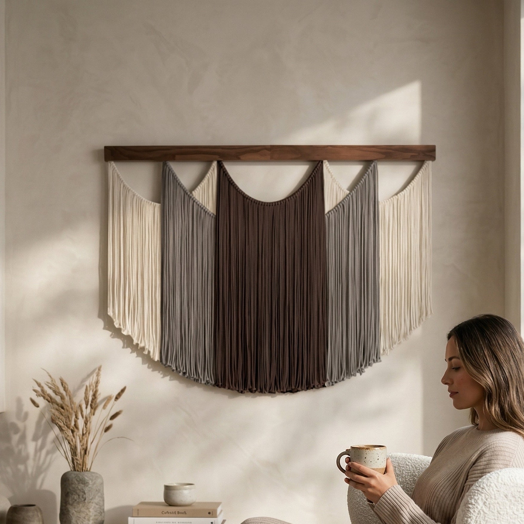 Soft Layers Wall Hanging – Large Macrame Fiber Art for Modern Spaces V29
