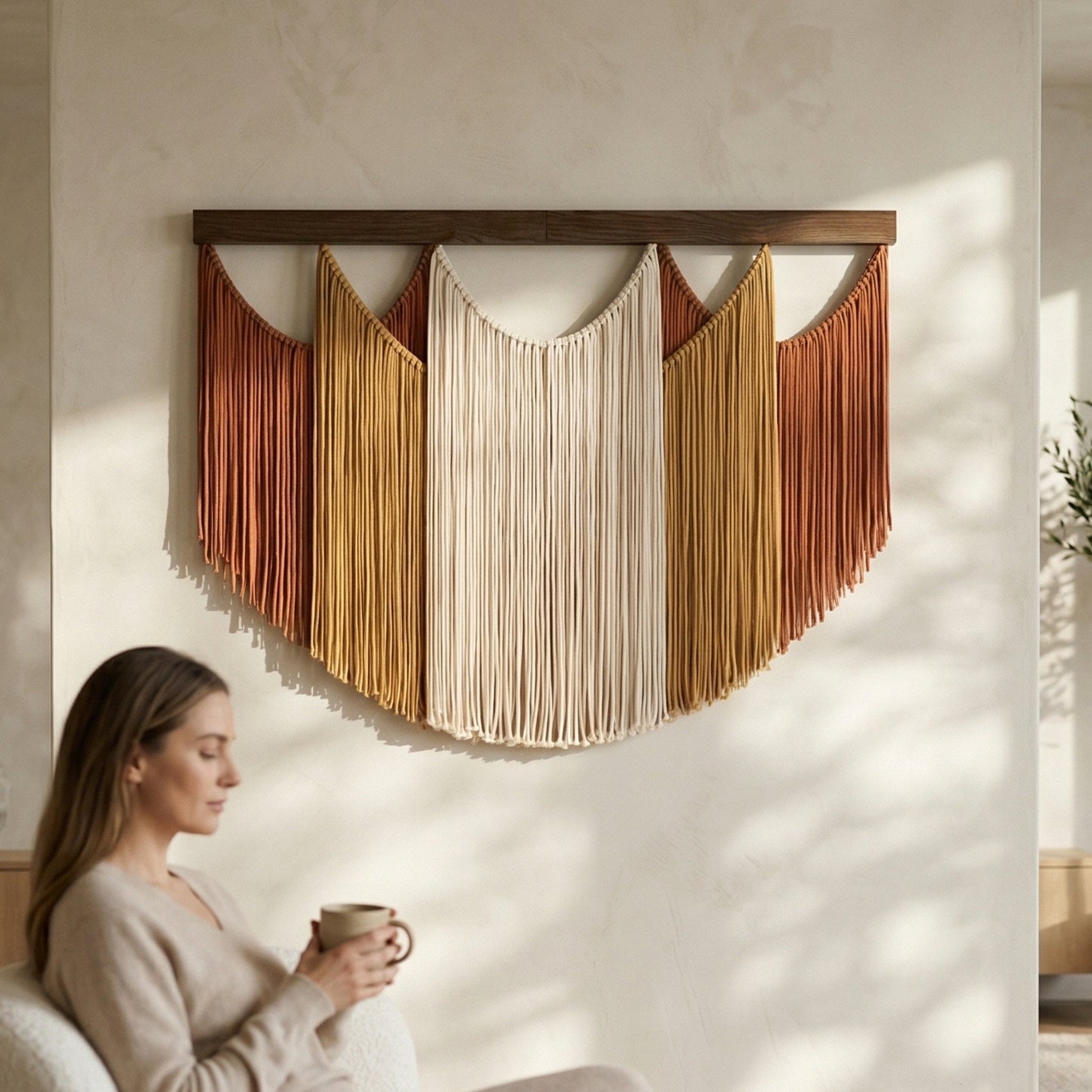 Soft Layers Wall Hanging – Large Macrame Fiber Art for Home Decor V29